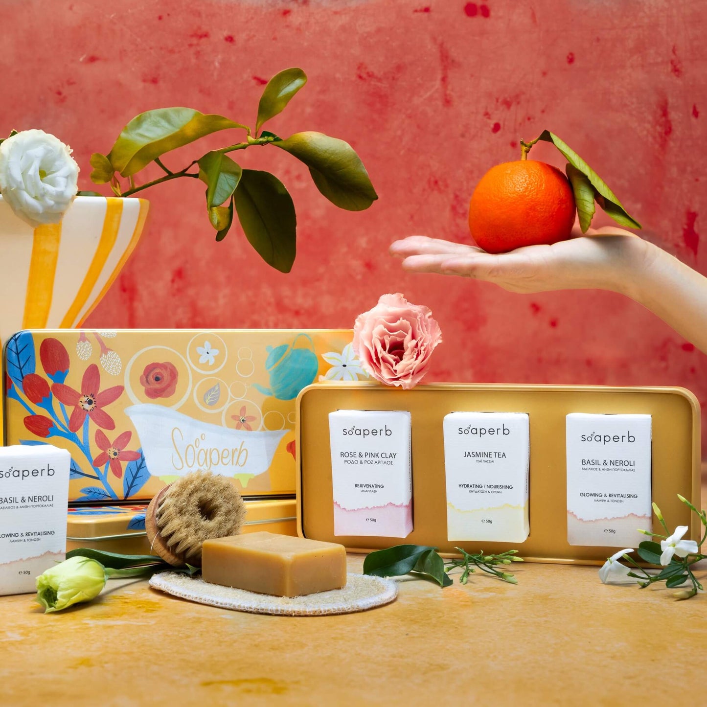 Close-up σαπουνιών Ρόδο, Γιασεμί & Άνθη Πορτοκαλιάς