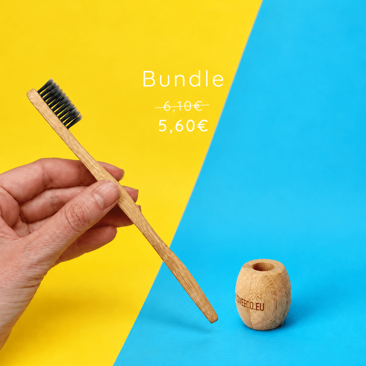 Brush & Rest Duo με εργονομική bamboo οδοντόβουρτσα soft και ξύλινη βάση οδοντόβουρτσας από bamboo