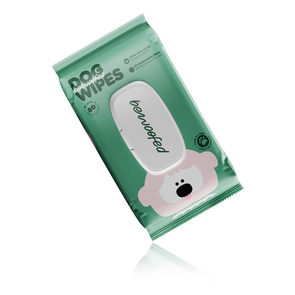 Μαντηλάκια σκύλου με 99,5% φυσικά συστατικά, βιοδιασπώμενα, δερματολογικά ελεγμένα και χωρίς πλαστικό