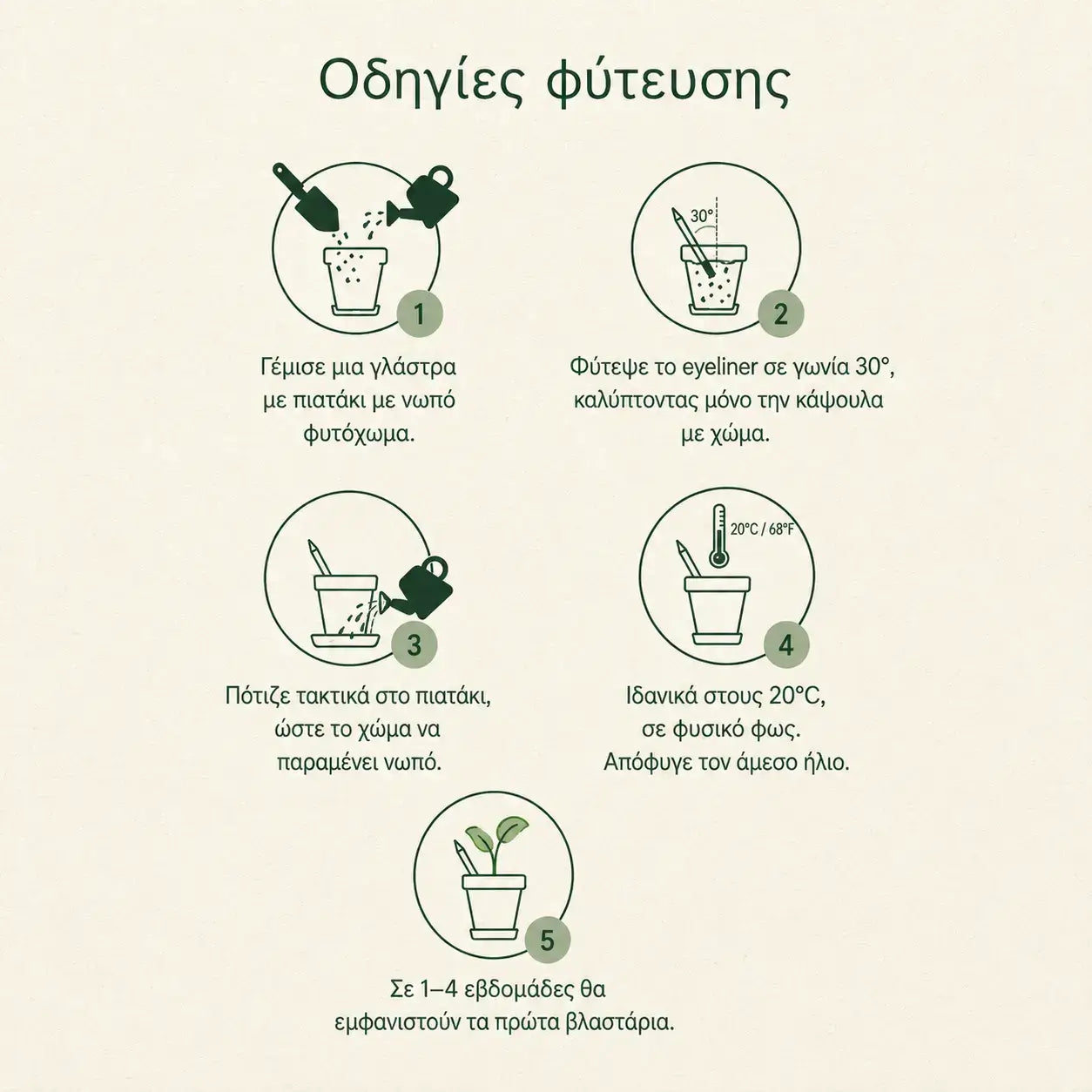 Οδηγίες φύτευσης για το φυτεύσιμο eyeliner SproutWorld σε πέντε βήματα