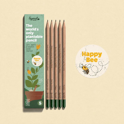 Σετ πέντε φυτεύσιμων μολυβιών SproutWorld Happy Bee με σπόρους φυτών φιλικών προς τις μέλισσες