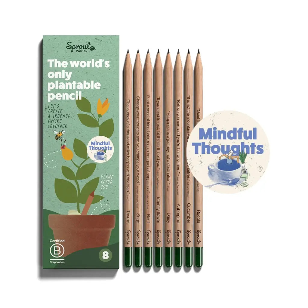 SproutWorld Mindful Thoughts σετ 8 φυτεύσιμων μολυβιών με mindful φράσεις και διαφορετικούς σπόρους