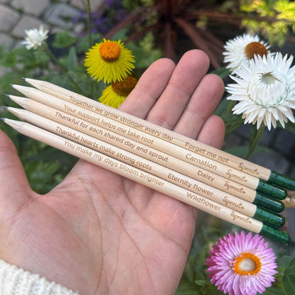 Πέντε φυτεύσιμα μολύβια SproutWorld Thank You με χαραγμένα μηνύματα ευγνωμοσύνης